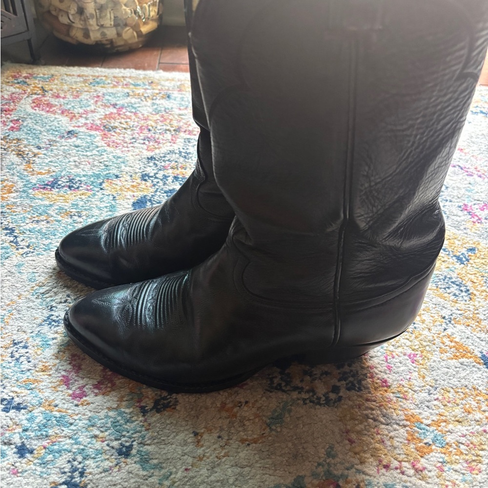 Tony Lama Black Leather Cowboy Boots